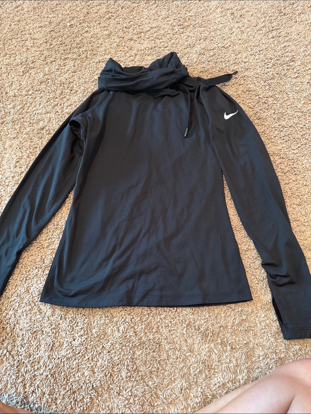 Nike Black Long-Sleeve Hooded Performance Top